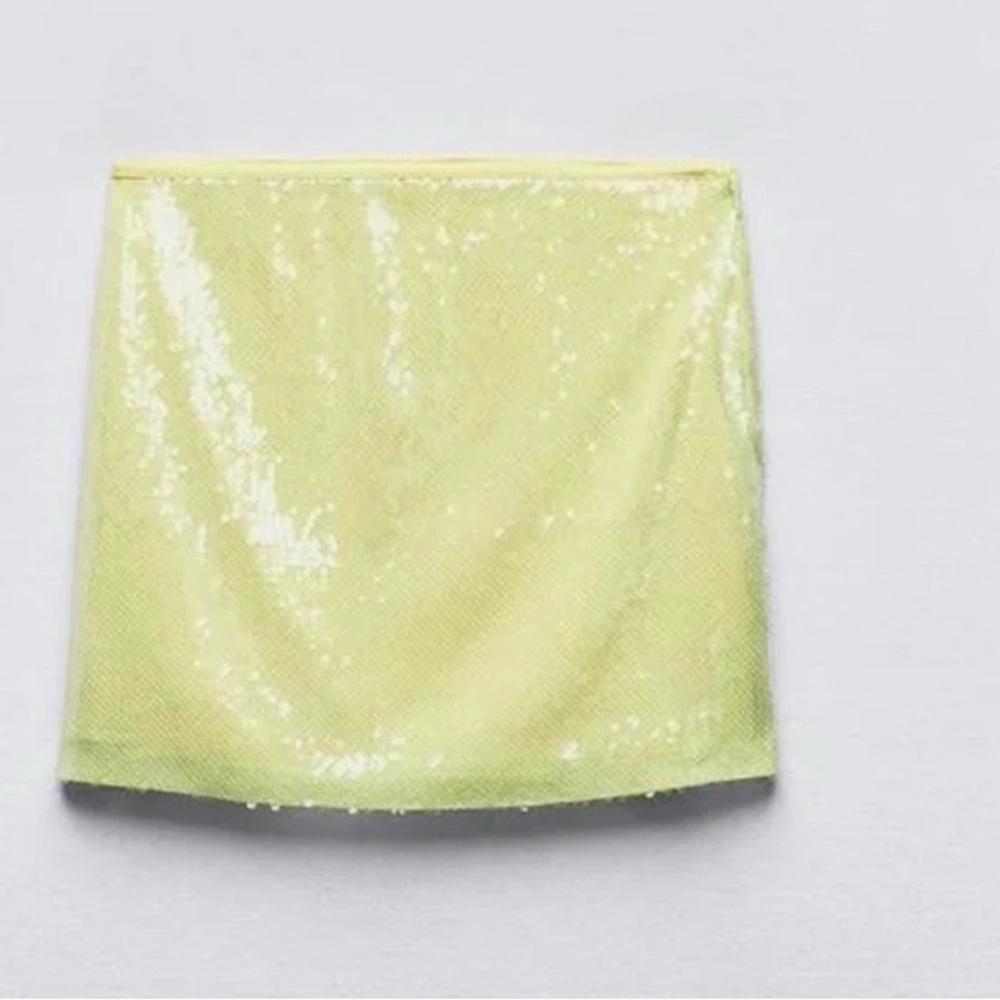 Zara Lime Sequin Mini Skirt